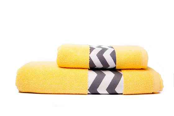 Комплект махровых полотенец Ideal Textile с бордюром 2 шт (50х90см + 70х140см) Жовтий Черновцы
