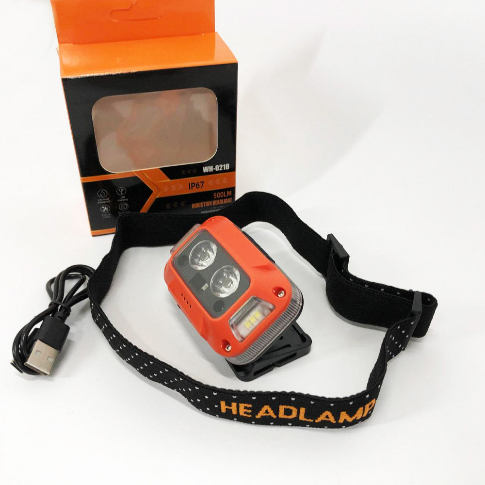 Легкий фонарик на голову WH-0218-XPG(white+yellow)+SMD(red), Фонарь на голову для рыбалки OS-64 Львов - изображение 12