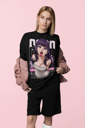 Футболка для мальчика аниме Ферн Соусоу Но Фриерен оверсайз (рост от 165 до 180 ) Черний AnimeJ0703m Днепр