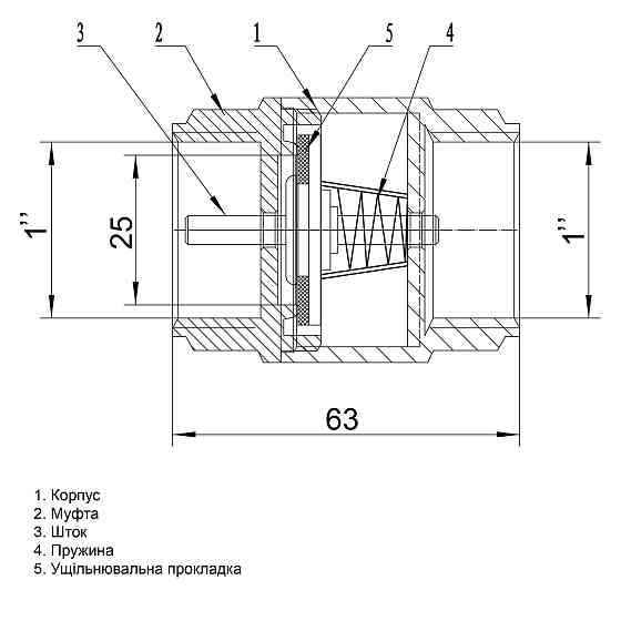Клапан зворотнього ходу води Q PROFESSIONAL 1″ НВ QP100MF Луцк