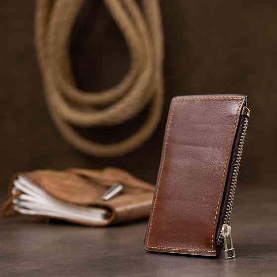 Шкіряний чоловічий картхолдер GRANDE PELLE 11400 Коричневий Київ