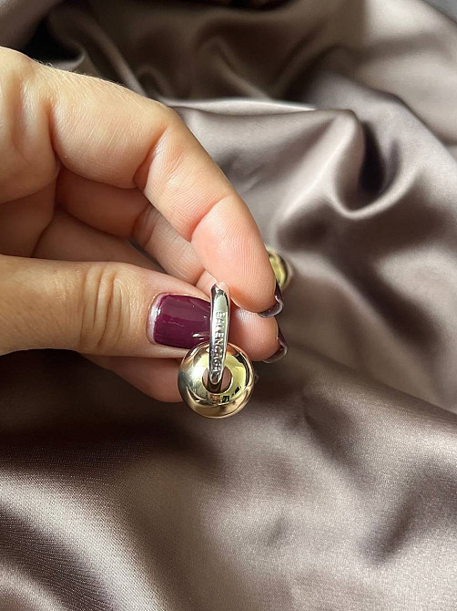 Сережки Balenciaga срібно-золотого кольору Одеса - фото 10