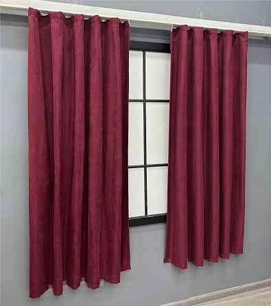 Комплект коротких штор VR-Textil Мікровелюр Petek YL № 1712ш Бордовий 130х170 см 2 шт (35-0388) Київ