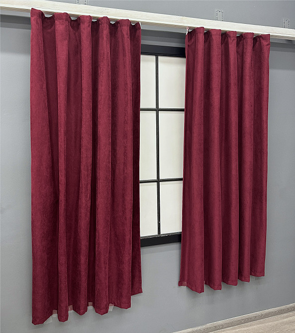 Комплект коротких штор VR-Textil Мікровелюр Petek YL № 1712ш Бордовий 130х170 см 2 шт (35-0388) Київ - фото 3