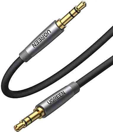 Аудіо кабель UGREEN AV150 3.5mm Cable Male to Male Alu Case Braid 1m (Silver gray)(UGR-50355) Николаев