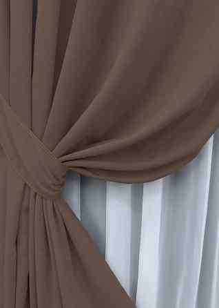 Комплект готових штор VR-Textil Мікровелюр Petek YL № 1802ш Коричневий 200х295 см 2 шт (32-117) Київ