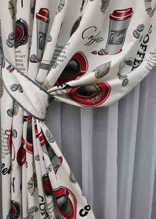 Шторна тканина, з різнокольоровим принтом "Coffee-House" колір різнокольоровий 1496ш Київ