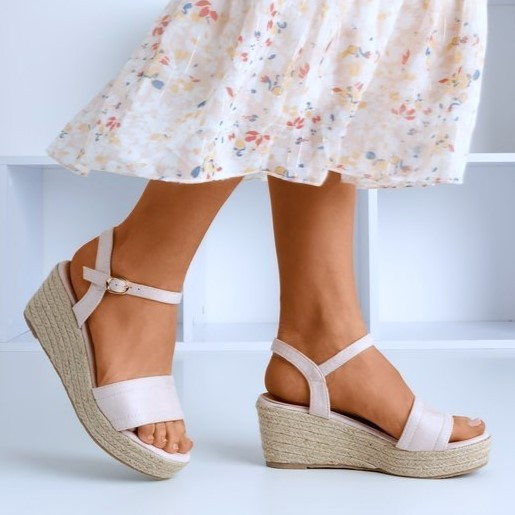 . Жіночі Сандалії Сірі Босоніжки на Танкетці Платформа Бежеві Літні (розміри: 36,37,38,39,40,41) — 32 Дніпро - фото 1