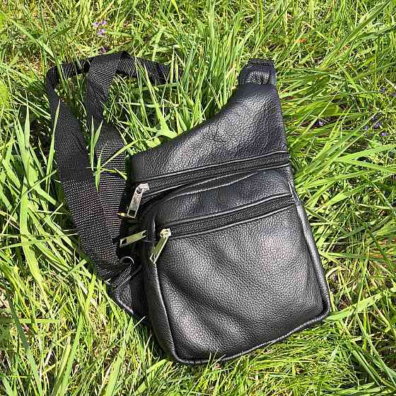 Чоловіча шкіряна нагрудна сумка слінг бананка багато відділень повсякденна сумка для дрібниць Idea Київ