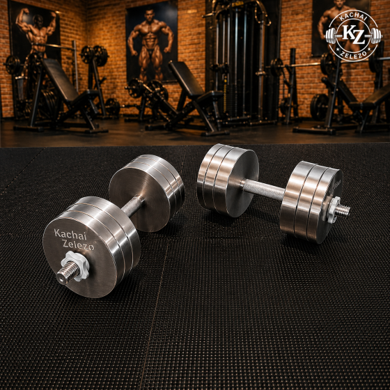 Гантелі набірні 2 по 24 кг металеві без покриття Kachai Zelezo Iron Pro Київ