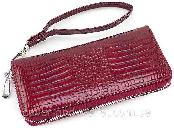 Красный лаковый женский кошелек на молнии из кожи ST Leather S4001A Киев