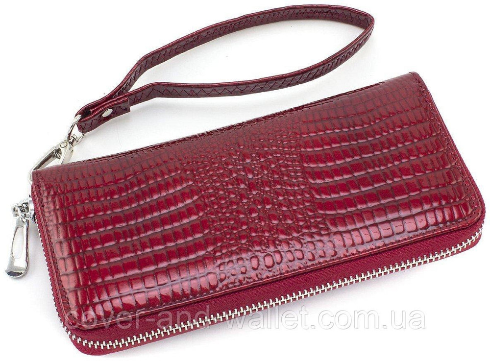 Червоний лаковий жіночий гаманець на блискавці зі шкіри ST Leather S4001A Київ - фото 3