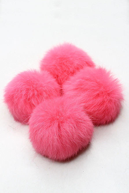 Помпони з натурального хутра кролика на нитці 6-7 см Теракоі Харків - фото 1