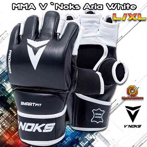 Рукавички для ММА змішаних єдиноборств рукопашного бою чорні натуральна шкіра V`Noks Aria White розмір L/XL Київ