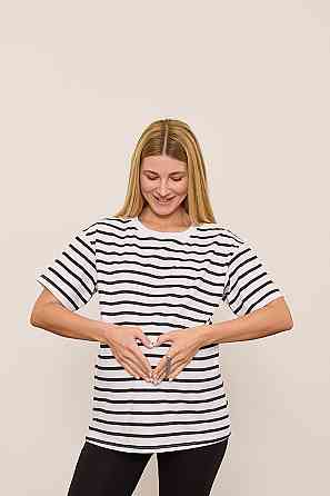 Футболка для вагітних та годуючих з вертикальними блискавками для годування Ankara XXL-3XL Юла Мама у смужку Кривий Ріг