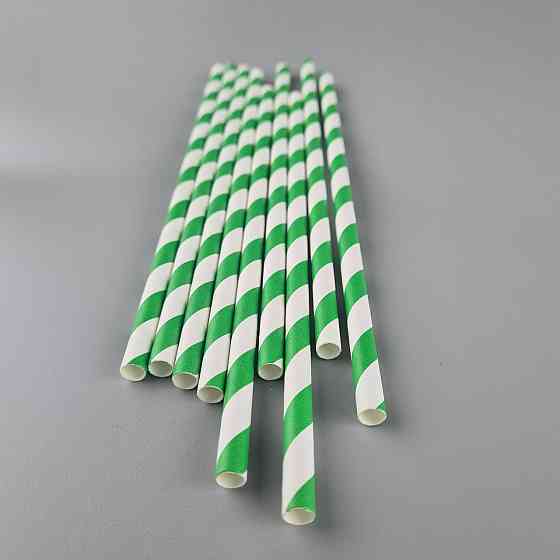 Соломка трубочка паперова Ø 5 мм 20 см "Вита" біло-зелена 25 шт. (1 пачка) Харків