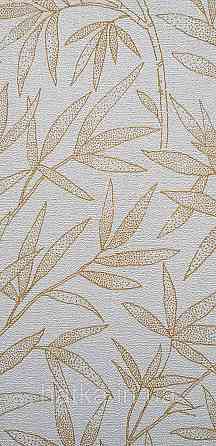 Шпалери вінілові на флізеліні метрові Rasch Novella 1,06х10 листя гілки матові золотисті на бежевому Київ