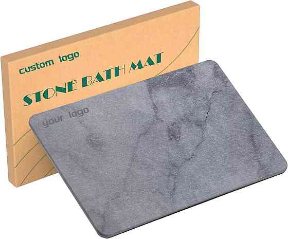 Коврик диатомитомитовый для душа и ванной комнаты,кухни,прихожей каменный 60х39 см цвет серый гранит Каменец-Подольский