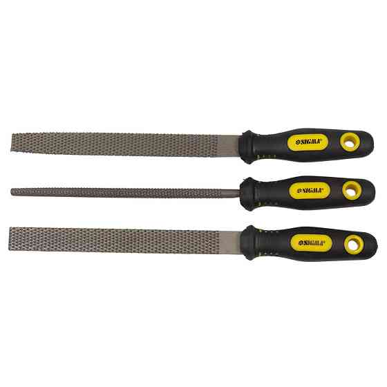 Набір рашпилів 3 шт 200 мм двокомпонентна ручка (плоский, напівкруглий, круглий) SIGMA (4410861) Київ