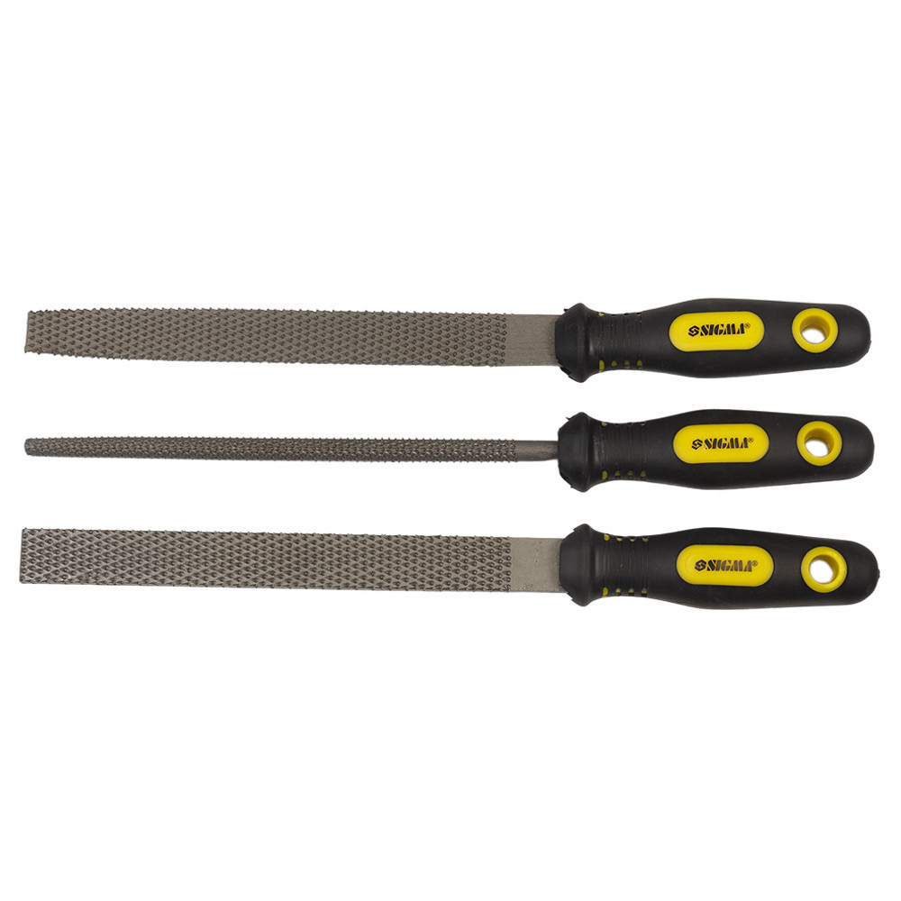 Набір рашпилів 3 шт 200 мм двокомпонентна ручка (плоский, напівкруглий, круглий) SIGMA (4410861) Київ - фото 2