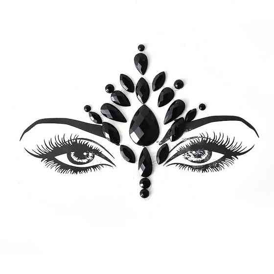 Стрази на обличчя для свята камені one size чорний Київ