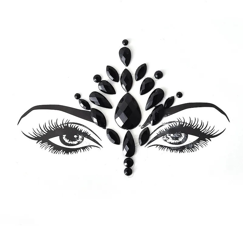 Стрази на обличчя для свята камені one size чорний Київ - фото 1