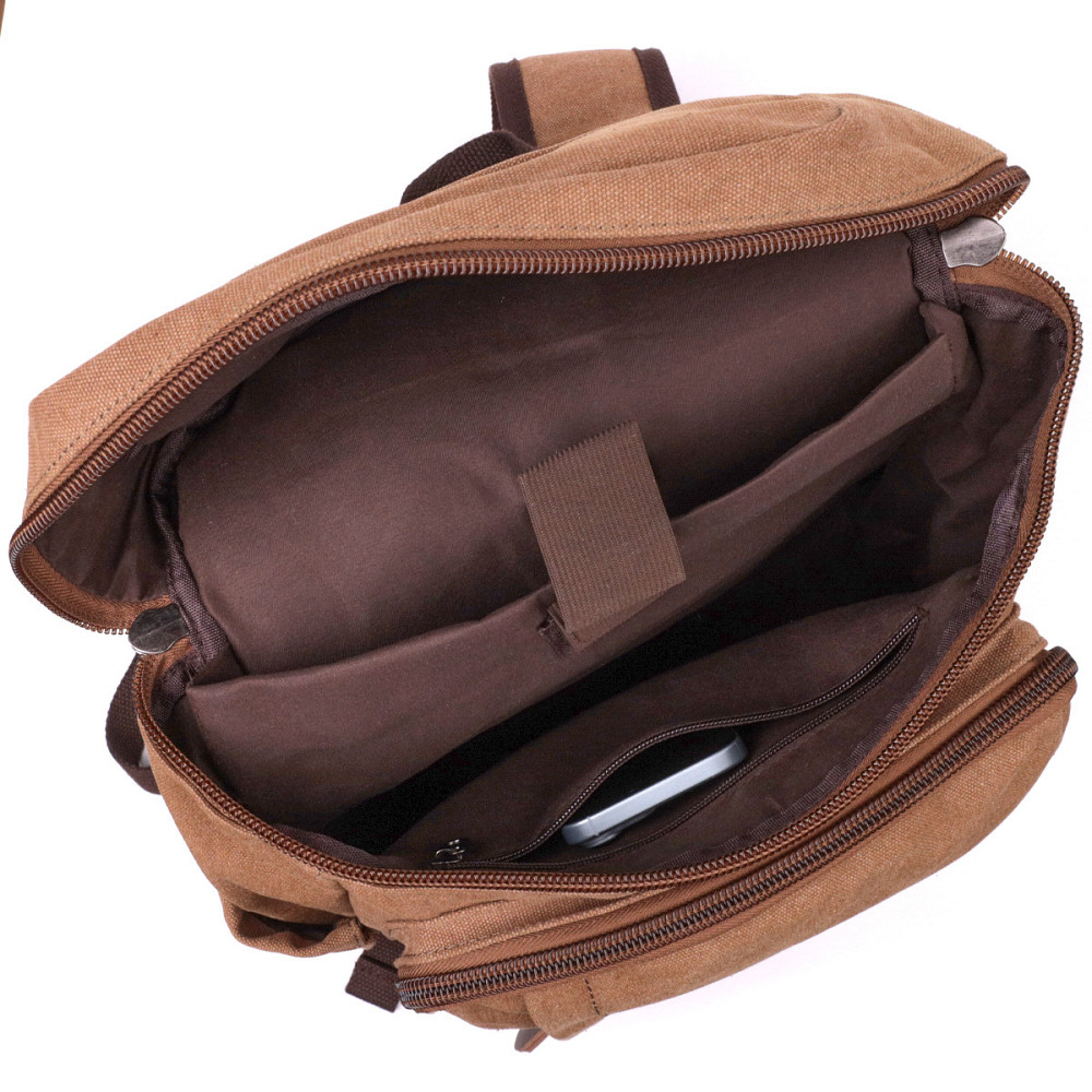 Текстильний рюкзак з кишенею для ноутбука Vintage sale_15075 Пісочний Київ - фото 4