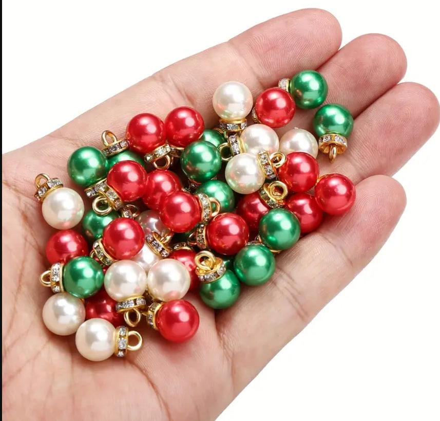 Набір з 20 новорічних акрилових намистин зі стразами 8 мм - Акрилові підвіски для створення прикрас  Київ - фото 4