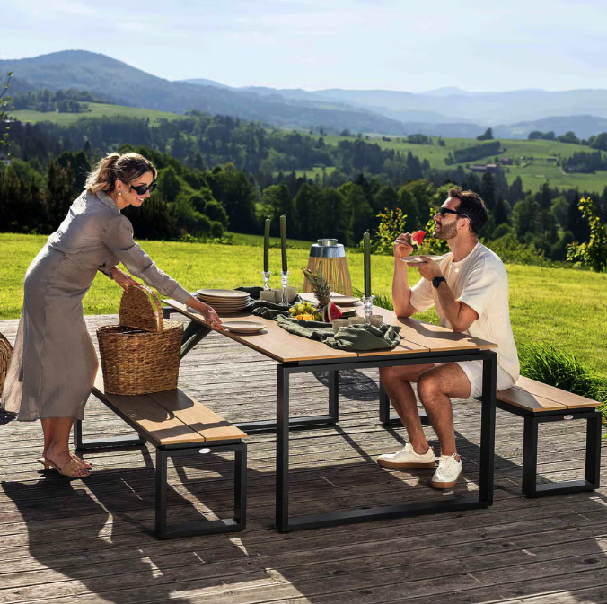 Набір садових меблів Di Volio Trento стіл + 2 лавки бежевий Киев - изображение 2