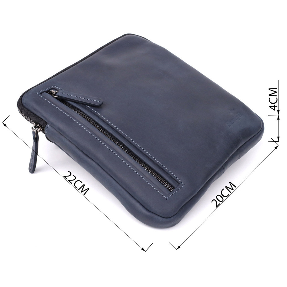 Сумка небольшого размера для мужчин на плечо из натуральной винтажной кожи Shvigel 23148 Синий Киев - изображение 3