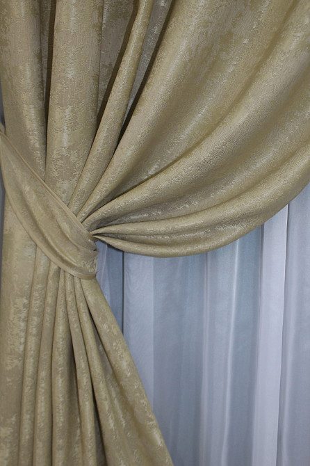 Комплект штор на люверсах VR-Textil Жаккард Sultan XO № 1284ш Золотистый 150х250 см 2 шт (37-0092) Киев - изображение 5