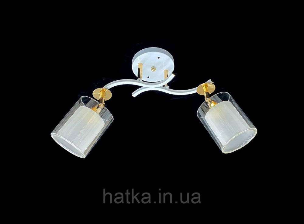 Люстра потолочная классическая на 2 плафона металл и стекло VALESO 2435C/2 Белый+Золото Киев - изображение 1