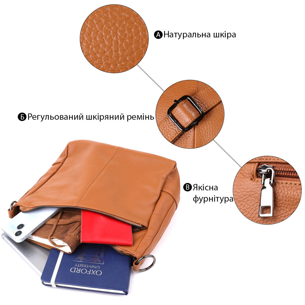 Женская сумка на два отделения из натуральной кожи Vintage 23012 Коричневый Киев - изображение 4