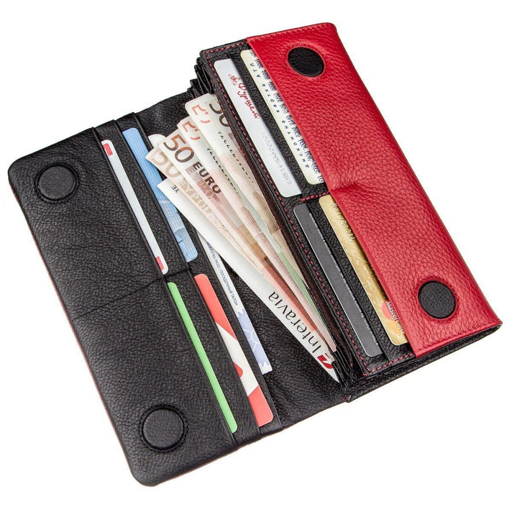 Гаманець жіночий комбінований шкіряний KARYA 17396 Червоний Київ - фото 5