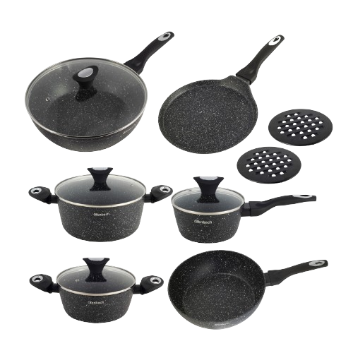 Набір посуду 12 предметів (каструлі d20-2,15л/d24-4л/ковш d16см-1,25л/сот.d28см-3,6л/сков.d24см + підставки) Житомир - фото 2