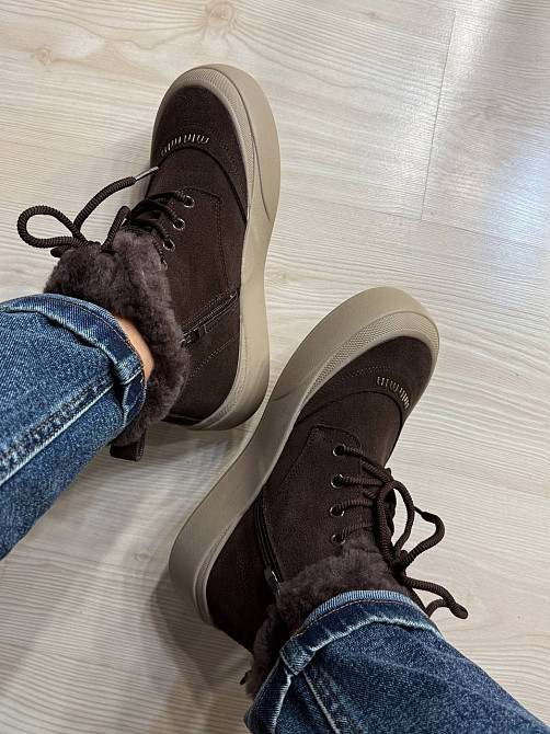 Черевики жіночі Hengji 677-2 замшеві високі кеди на хутрі коричневі, 40, 25 см Київ - фото 11