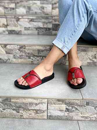 Flex Шльопанці жіночі Flex червоні (літо, шкіра натуральна) (1865) Коломыя