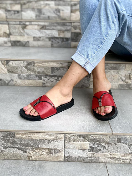 Flex Шльопанці жіночі Flex червоні (літо, шкіра натуральна) (1865) Коломыя - изображение 3