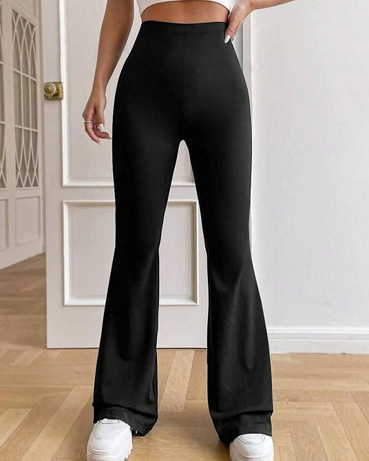 Женские базовые лосины клеш на высокой посадке крепдайвинг 46/50 Одесса - изображение 1