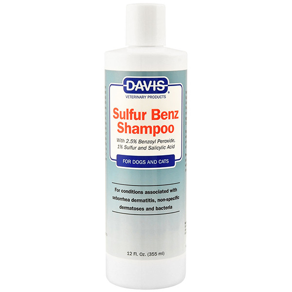 Davis Sulfur Benz Shampoo ДЕВІС СУЛЬФУР БЕНЗ дерматокосметичний шампунь з 2,5% бензоїл пероксидом для собак і котів із захворюваннями шкіри Київ - фото 1