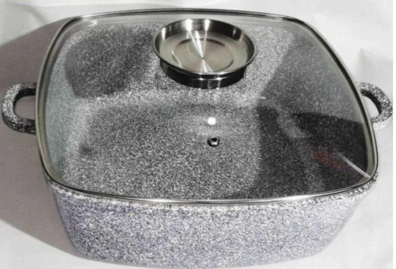 Котел квадратний з антипригарним покриттям Granite Coating UNIQUE UN-5204, кришка, 2.4 л, 20 см Київ