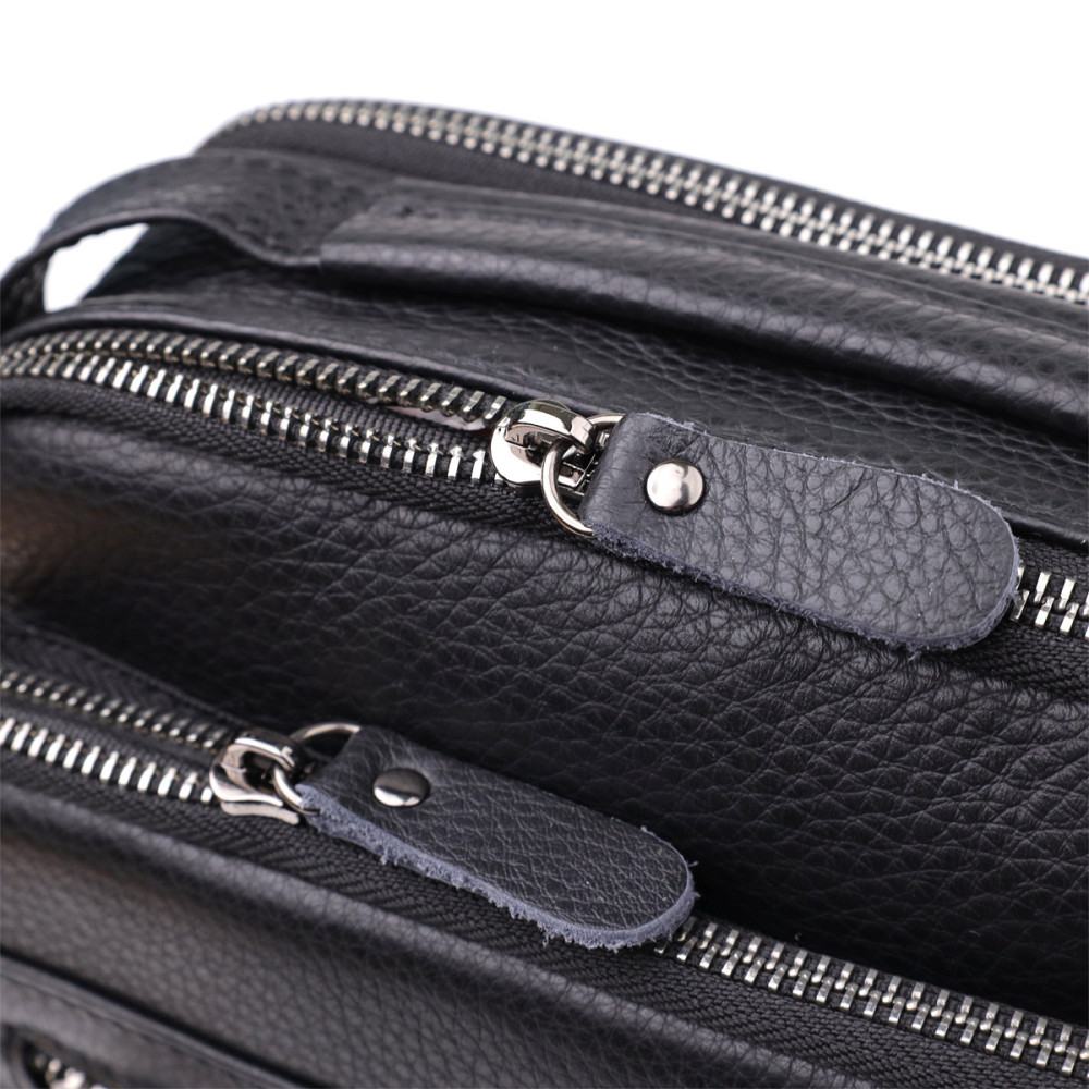 Вертикальна чоловіча сумка з натуральної шкіри Чорний (Vintage) Київ - фото 10