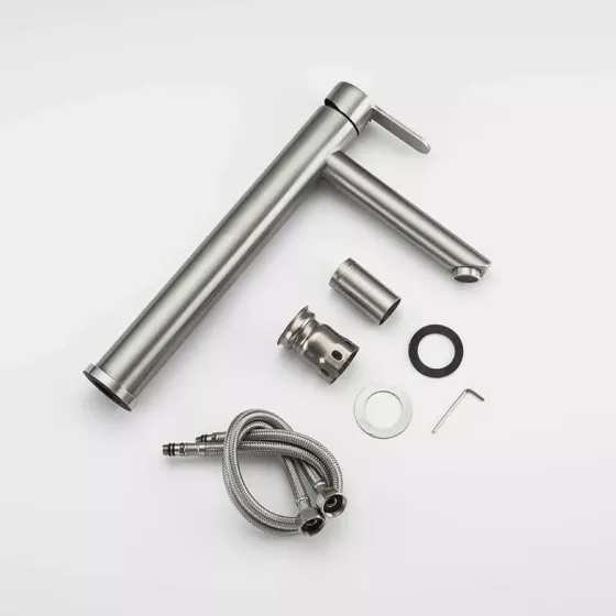 Змішувач для умивальника Frap F10801-2 високий, нержавіюча сталь Київ