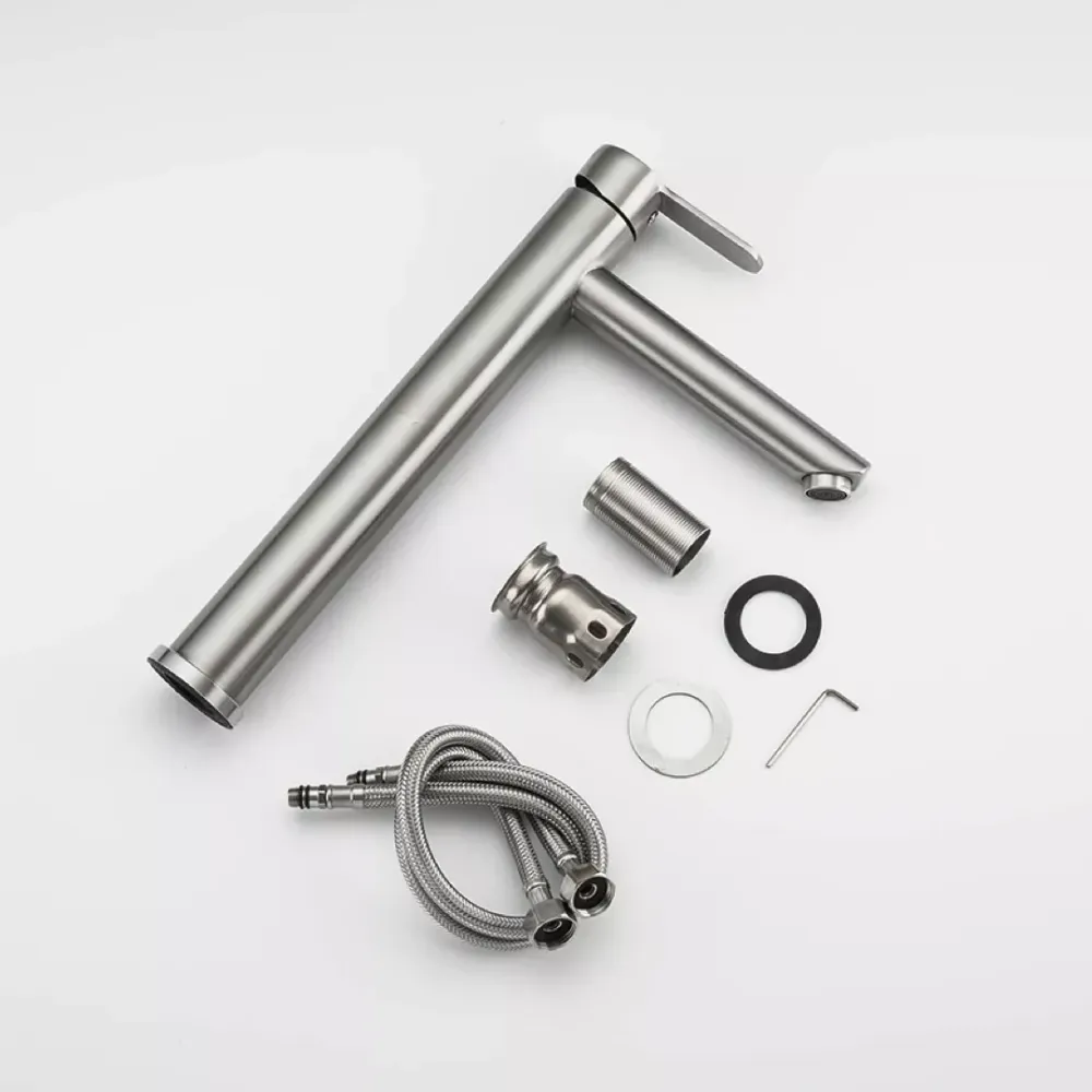 Смеситель для умывальника Frap F10801-2 высокий, нержавеющая сталь Киев - изображение 6