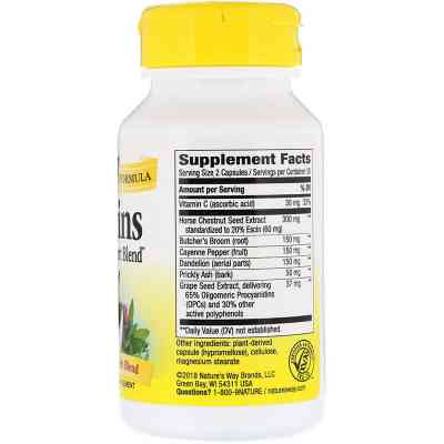 Травы Nature's Way Поддержка Вен, Leg Veins Support Blend, 60 капсул (NWY79270) Винница