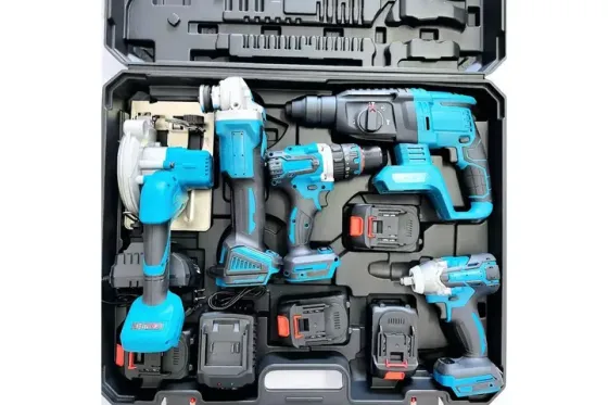 Набор электроинструментов 5в1 Шуруповерт Болгарка Гайковерт Перфоратор Циркуляр синий чемодан Коломия