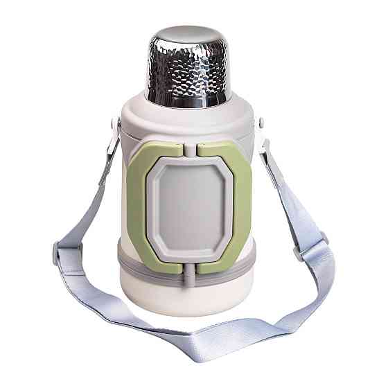 Термос Vacuum Cup 1.5 літра з ремінцем і складною ручкою білий HP-14-21W Київ