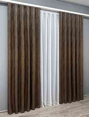 Комплект штор VR-Textil Жакард Viva Marmo № 1780ш Коричневий 150х290 см 2 шт (33-0734) Київ