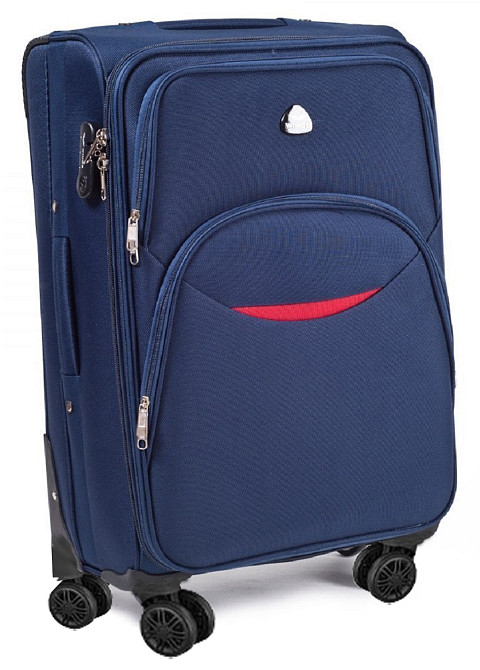 Чемодан тканевый WINGS 1708 средний 66 см темно-синий с улыбкой 4 колеса Киев - изображение 1