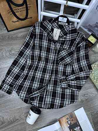 Женская базовая рубашка в модную клетку турецкая фланель Черный, 46/48 Одесса